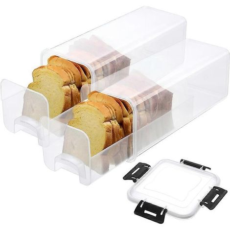 2 pièces hermétique pain récipient de rangement avec plateau plastique boîte à pain pour maison pain (1/5)