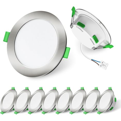 Spot LED Encastrable 7W 230V Dimmable, 3000K 4000K 6500K Couleur Réglable Spot Salle de Bain IP65, Extra Plat 29mm Spot Plafond, Lot de 6, Rond Blanc