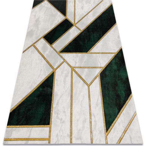 Exklusiv EMERALD Teppich 1015 glamour, stilvoll Marmor, geometrisch Flaschengrün / gold green 80x150 cm
