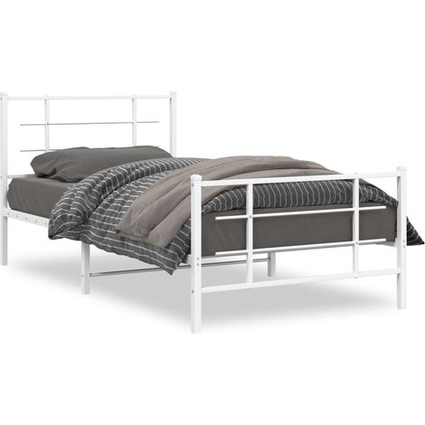 Maison Exclusive - Giroletto con Testiera e Pediera Metallo Bianco 107x203 cm (1/5)