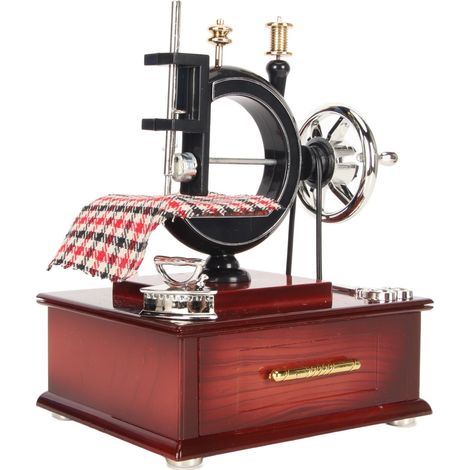 Boîte à musique vintage, boîte à musique en forme de machine à coudre ancienne, boîte à musique décorative en plastique, cadeau d'anniversaire et de Noël.