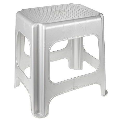 Joma Sgabello in Plastica Argento 41x33,5x42,5 cm