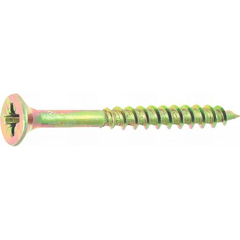 100 vis agglo tête fraisée pozidriv acier bichromatées (jaune/or) filetage partiel 5.0X 120/70 mm
