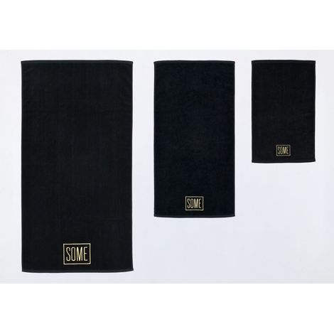 SOME Ensemble de serviettes 3 pcs noir 800 g/m² 100% coton - 30x50cm + 50X100cm + 70X140cm (1/3)