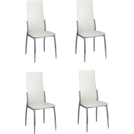 Lot de 4 Chaises de salle à manger - Chaises de cuisine blanc similicuir (1/5)
