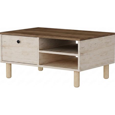 Holz-Couchtisch "Aris" – 90 x 38,8 x 60 cm – Travertin / Nussbaum Venezia (1/4)