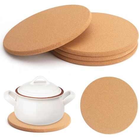 Dessous de plat ronds en liège de 19 cm pour casseroles, gratineuses et poêles à frire (1/4)