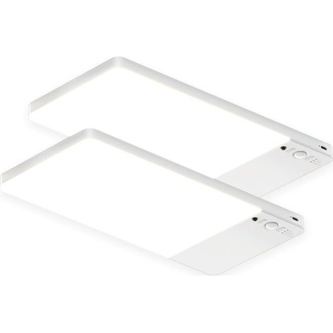 Set mit 2 wiederaufladbaren Deckenleuchten mit Bewegungsmelder – 12.000 mAh LED-Schrankleuchte – Duschleuchte für Badezimmer, Keller, Garage, Fernbedienung (1/4)