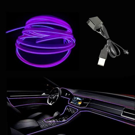 EL-Draht Violett 5M USB Neonröhre flexible Innenraumbeleuchtung Auto Deko (1/5)