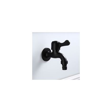 Style noir robinet mural en acier inoxydable 304 ouverture rapide robinet extérieur d'eau de jardin pour salle de bain (machine à laver) (1/5)