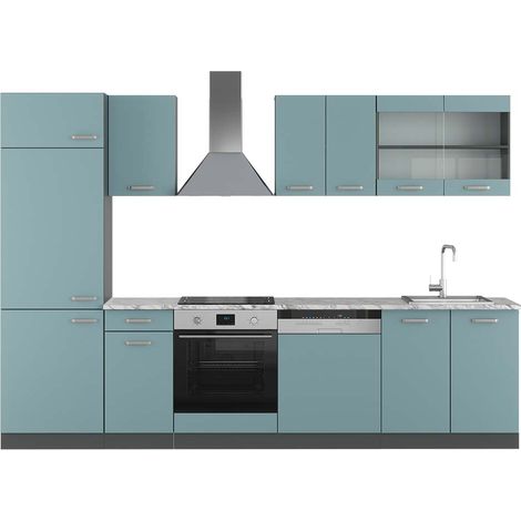 Cuisine R-Line, Bleu-gris/anthracite, 300 cm , PT Marbre, Vicco