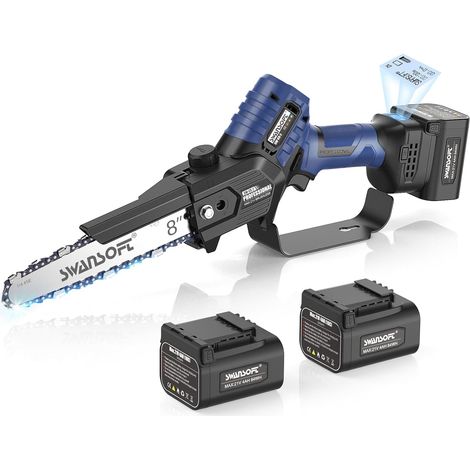 Tronçonneuse à batterie 8 pouces avec lubrification automatique, mini tronçonneuse à batterie 600 W/24000 mAh/21 V, scie d'élagage électrique pour vergers, vignobles et coupe de bois (1/5)