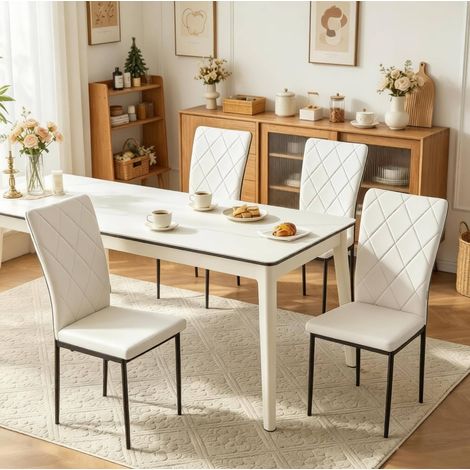 Sedia da pranzo con schienale alto, set da 4, similpelle nero e bianco HAVRYA (1/5)