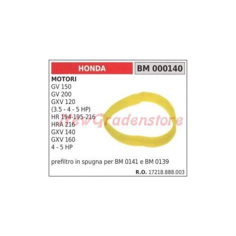 Schwamm-Luftvorfilter HONDA Motoren GV 150 200 GVX 120 HR 194 195 000140