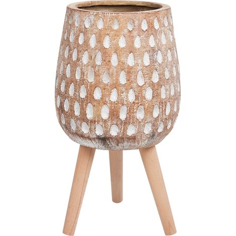 Maceta industrial alta soporte de madera de magnesio marrón claro Asclepias