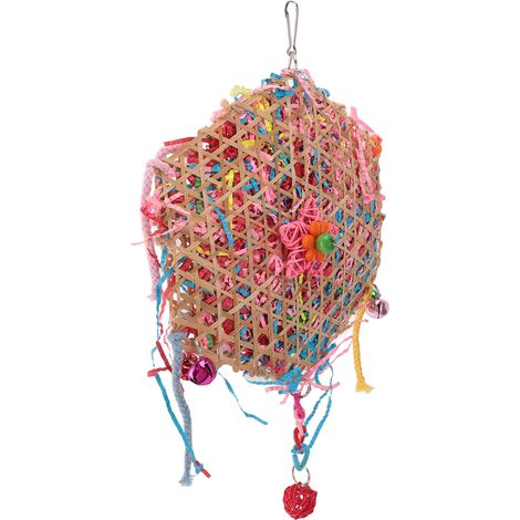 Jouet à mâcher pour perroquets, Cage en bambou, jouets suspendus, déchiquetage d'oiseaux, recherche de nourriture pour pinsons, tourtereaux, Conures (1/5)