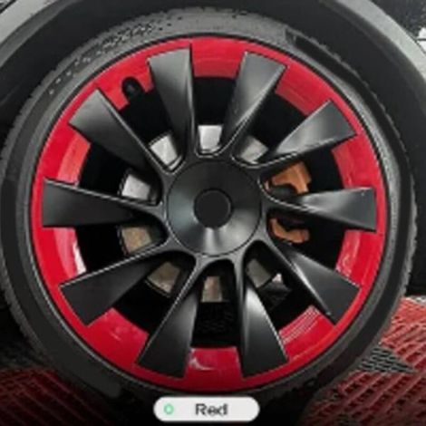 1 Satz, Farbe: rot, Material: ABS, passend für Tesla Model Y 2020-2023 Felgen. (1/4)