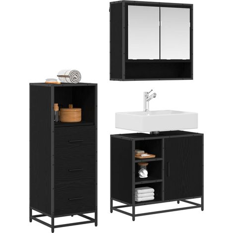 Maison Exclusive - Badezimmermöbel-Set 3 pcs Schwarz Eichen-Optik