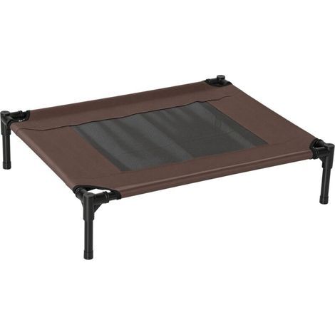 PawHut raised outdoor bed for medium and large dogs, sturdy and made of washable mesh, ideal for camping and cats. Dimensions: 76 x 61 x 18 cm. Colour: brown. (1/5)