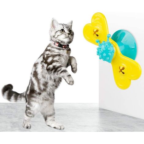 Moulin à vent jouet pour chat avec herbe à chat et taquineries jouet interactif pour chat gratter chatouiller brosse à cheveux nettoyer les dents accessoires pour animaux de compagnie-Fei Yu (1/4)
