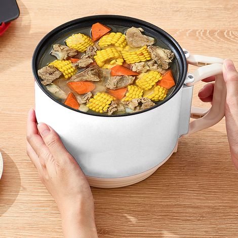 Mini réchaud électrique portable, chauffe rapide, utilisation facile, idéal pour les nouilles, la soupe, les steaks, le camping, prise UE 220 V, blanc