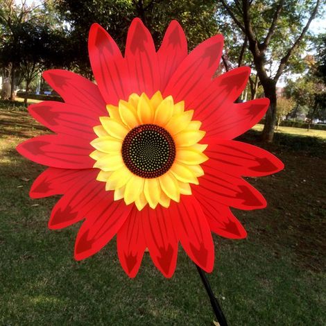 Red Windmill Flower Sunflower Decorative Children Balcony Patio Garden Yard Stakes Height 70cm (1/4)
