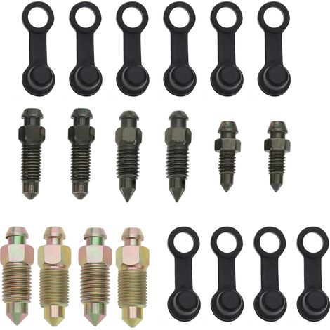 Vis de Purge de Boulon Creux M6x1mm M7x1mm M8x1.25mm M10x1mm M10x1.25mm avec Capuchon en Caoutchouc pour Vis d'échappement de Maître-Cylindre Frein de Moto Remplacement