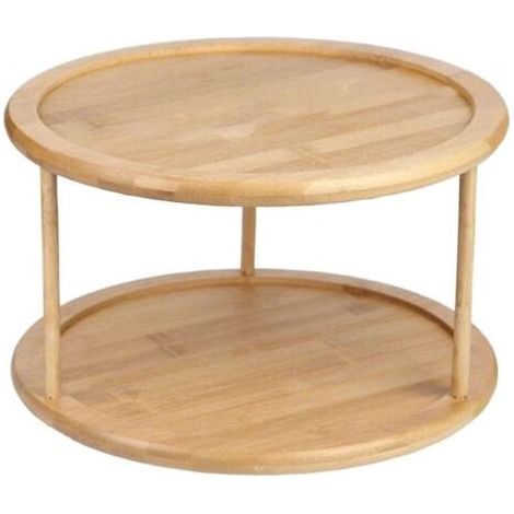 1 étagère à épices, plateau tournant, bois, 2 niveaux, armoire de cuisine (1/3)