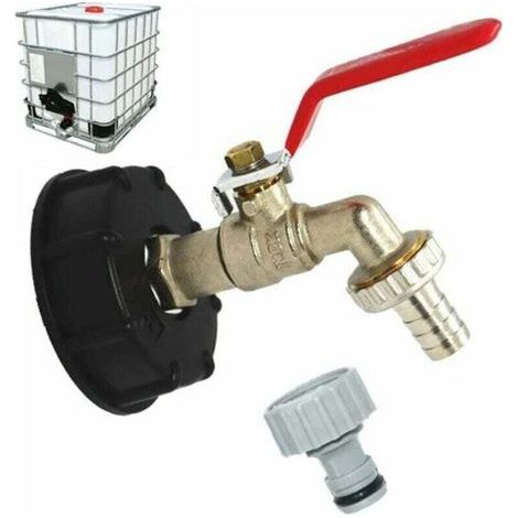 Ulisem 1000L Tankhahn S60X6 IBC-Hahnanschluss mit 1/2"-Schlauchanschluss, Tankablaufadapter, für Gartenhahn, für Tankadapter (1 Stück) (1/4)