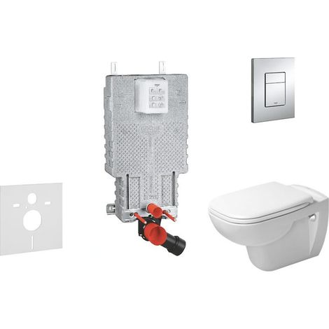 Grohe Uniset - Ensemble bâti-support, cuvette de toilette et siège D-Code, Rimless, SoftClose, plaque Skate Cosmo, chrome (1/5)