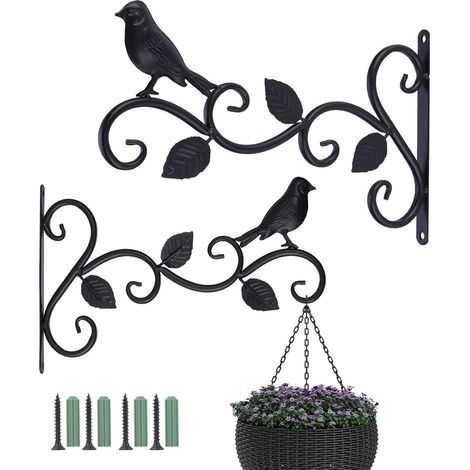 Set mit 2 Halterungen für Hängekörbe im Außenbereich, dekorative Metallhaken zum Aufhängen von Pflanzen, Vogelfutterhäuschen und Laternen