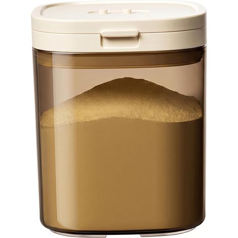 1 récipient hermétique pour lait en poudre, 1200 ml, couvercle rabattable avec joint silicone, indicateur de date rotatif, dosage magnétique 5 g (1/5)