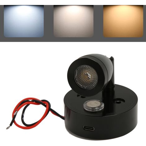 Lampe de lecture LED, lampe de lecture à intensité variable pour camping-car, projecteur rotatif à interface de type C, pour fourgon aménagé, camping-car, cabine de bateau, lampe de lecture pour lit d (1/5)