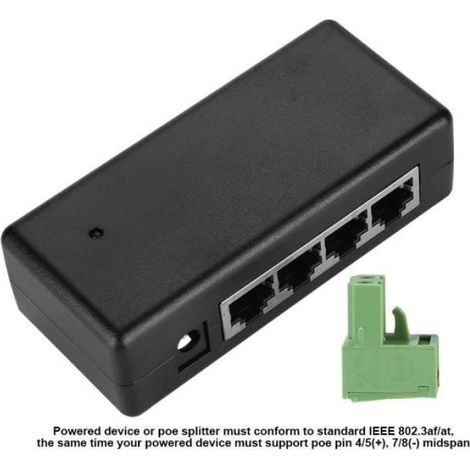 Switch Ethernet 4 ports PoE - HB046 - Injecteur PoE passif - Tension DC12V-48V - LED indicatrice (1/4)