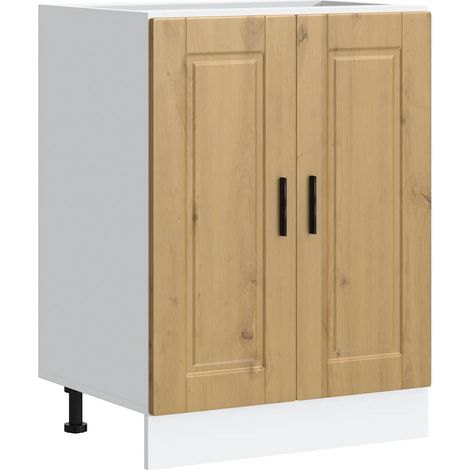 Armoire de cuisine moderne avec portes pratiques 60 x 46 x 81,5 cm rangement optimisé en bois d'ingénierie chêne artisanal (1/5)
