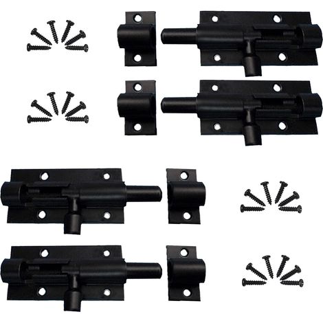 4 Pièces Verrous à Boulon Noir En Alliage d'Aluminium, Loquet Coulissant 63mm, Targette en Acier, Mini Loquet De Porte Coulissante, avec Vis, pour Portail de Jardin, Cabanon, Wc (Noir) (1/5)