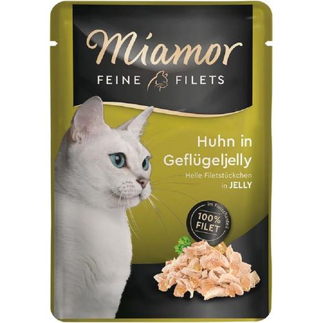 Miamor Feine Filets Hühner- und Geflügelgelee, Nassfutter für Katzen, 24 x 100 g