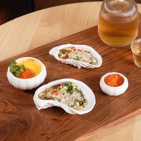 Assiette à Huîtres en Céramique - Forme Originale - 13x8x4 cm - Pour Gastronomie et Arts de la Table (1/3)