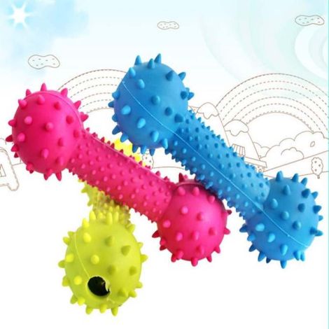 Os à mâcher en caoutchouc pour chiot, interactif pour l'entraînement au nettoyage des dents, haltère en caoutchouc, couleur aléatoire (1/5)
