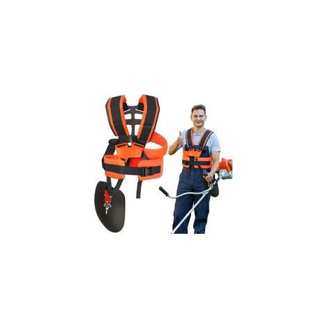 Doppelter Tragegurt für Freischneider, universeller, verstellbarer Stützgurt für Trimmer und Kantenschneider, gepolsterte Schultergurte aus Nylon für Gartenarbeiten (Orange) (1/5)