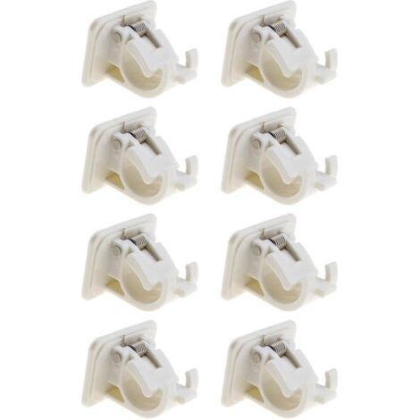 FENOPLASTICALot de 8 supports de tringle à rideaux réglables pour suspendre le rideau, voile, manteau, décoration de jardin, loisirs créatifs, salle de bain, fixation murale sans clous Blanc (1/4)