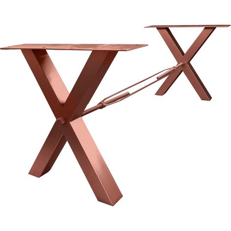 Piétement de table en X en acier réglable marron antique pour plateau de 160 à 240 cm - PANGIVO (1/5)