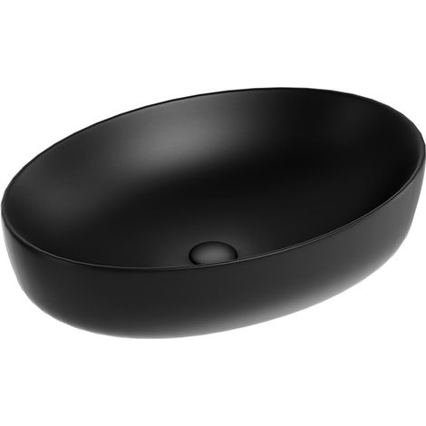 Lavabo d'appoggio ovale in ceramica da 60x40 cm nero - Serie Nature (1/3)