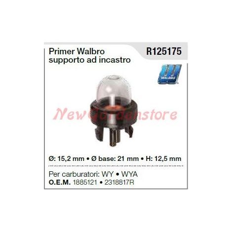 Cebador WALBRO para WY WYA carburador cortacésped cortacésped R125175