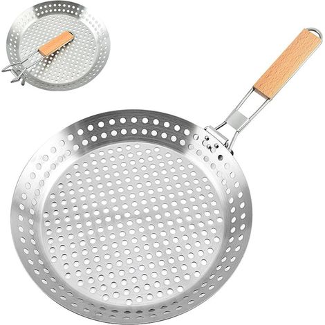 1 Pièce Poêle à Frire en Acier Wok pour Barbecue Paniers de Cuisson pour Barbecue Poêle à Griller pour Barbecue (1/5)