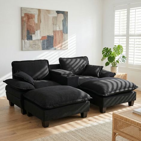 Sofá modular con almacenaje chenilla 224 cm OKMYHOME (1/5)
