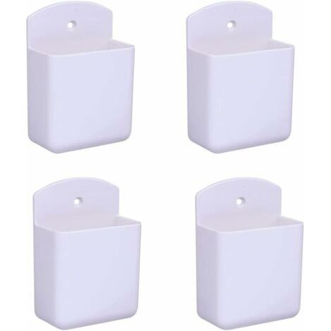 Lot de 4 supports de télécommande blancs support de télécommande support mural boîte de rangement multimédia pour bureau à domicile chambre (1/5)