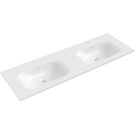 Mexen Vela lavabo à poser double 141 x 46,5 cm, blanc brillant - 25231400D (1/3)