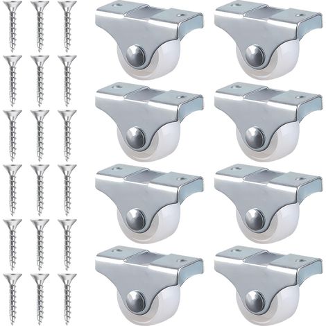 Pack de 8 Mini Roulettes Fixes en Caoutchouc de 25 mm pour Meubles: Charge Robuste de 40 kg, Inclus Plaque de Montage Métallique et Vis, Idéal pour Améliorer Mobilité des Meubles (1 inch) (1/5)