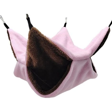 (Pink / 34x34cm)Hamac pour animaux de compagnie, lit-balançoire Double couche, en molleton doux et chaud, pour Hamster, cochon d'ind